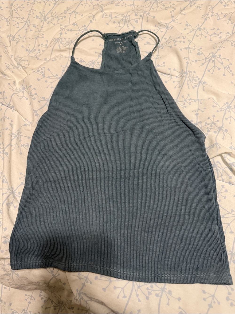 American Eagle Outfitters Ribbed racer back Tank Top — Dusty Blue